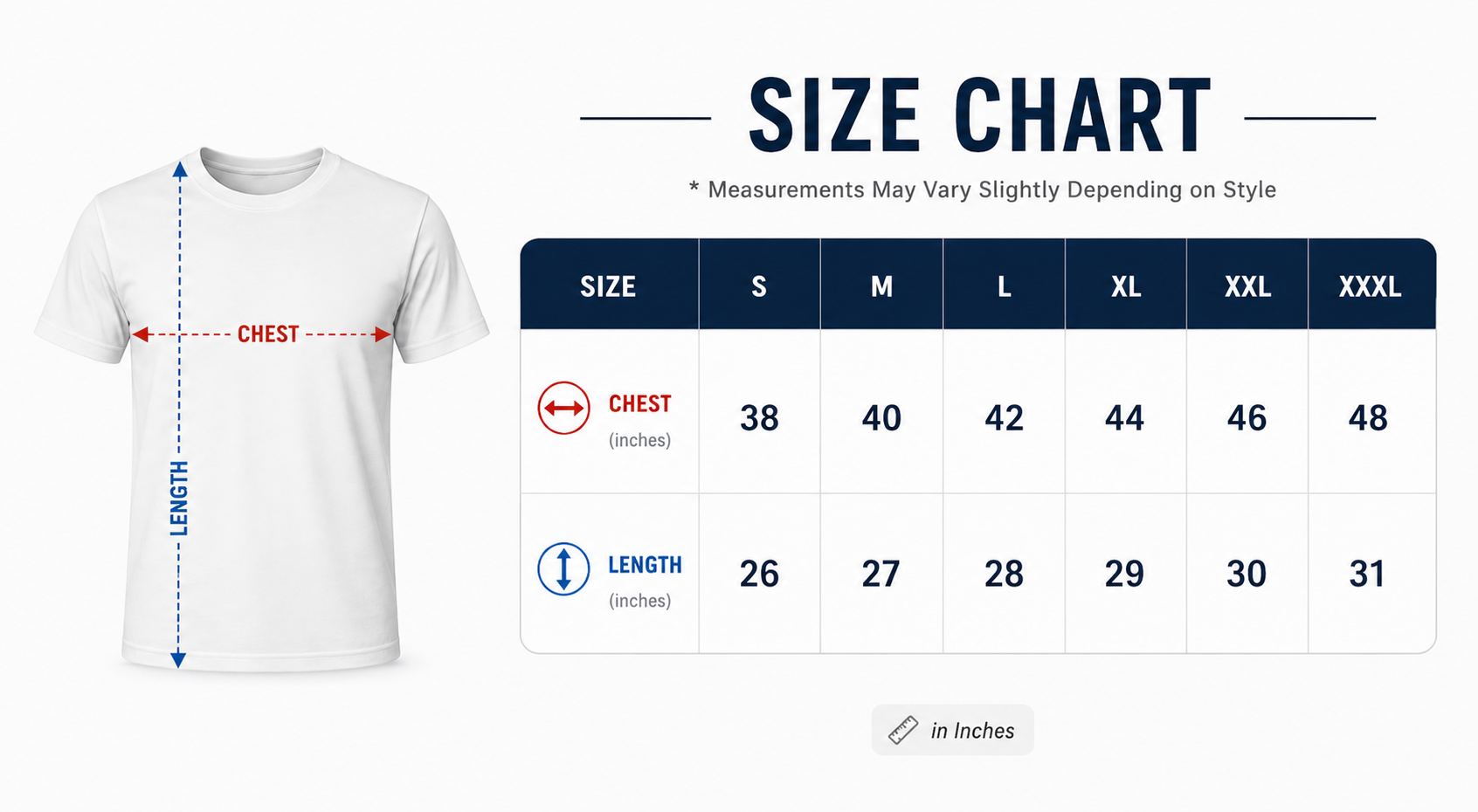 T-Shirt Size Chart